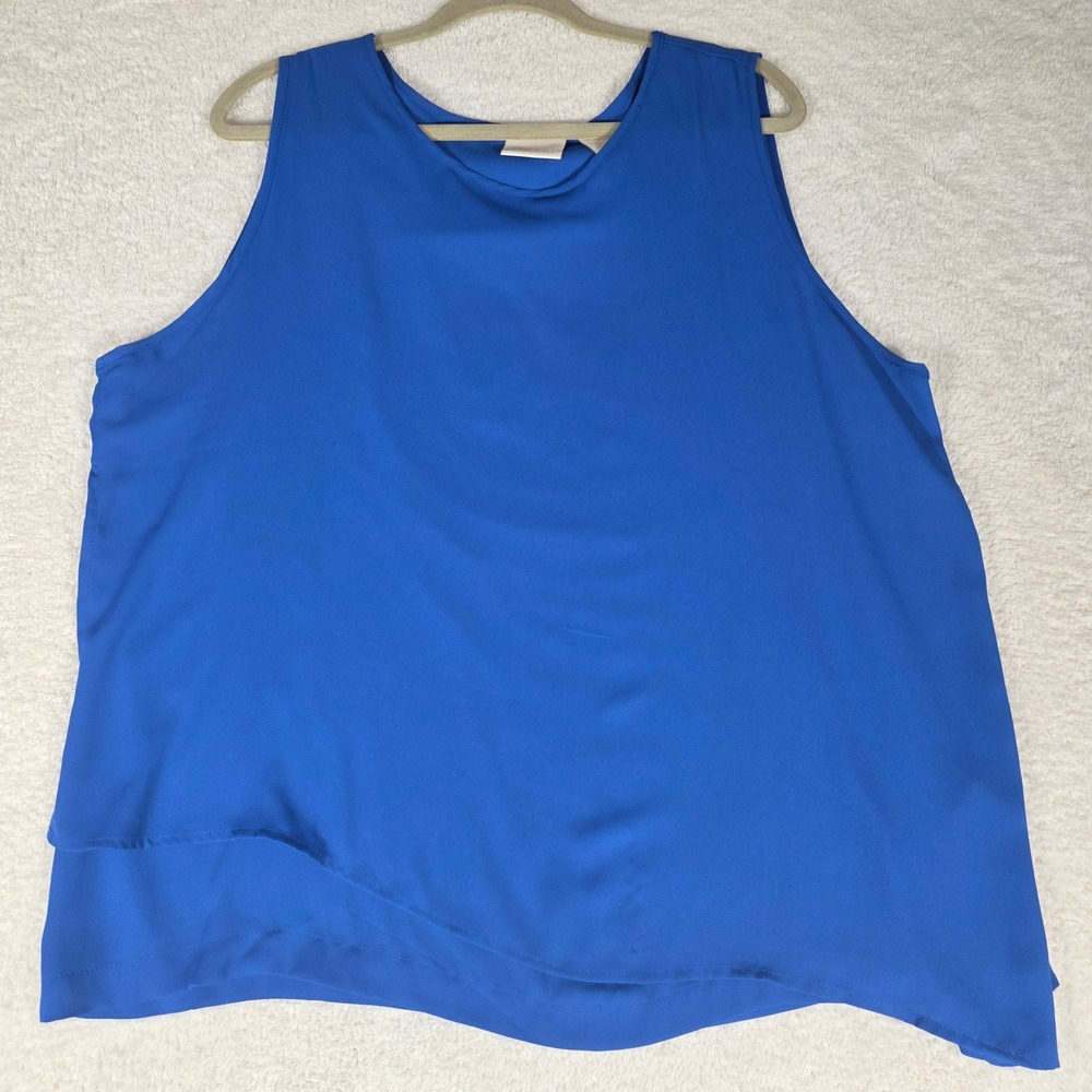 Chico's‎ Sleeveless Blouse Womens 3 Blue Excellent Layered Asymmetric Tank Top